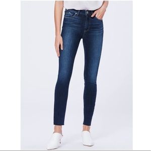 Paige 23 hoxton mod rise ankle jeans with raw hem in dark blue never worn